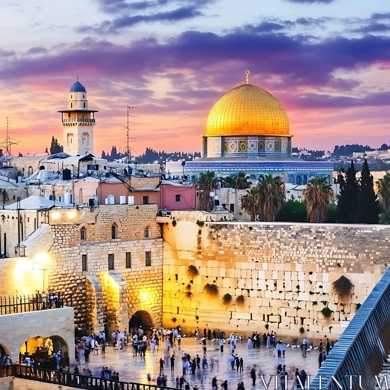 AI ART Dome of the Rock at Dusk