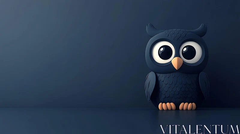 AI ART Whimsical Blue Owl Graphic