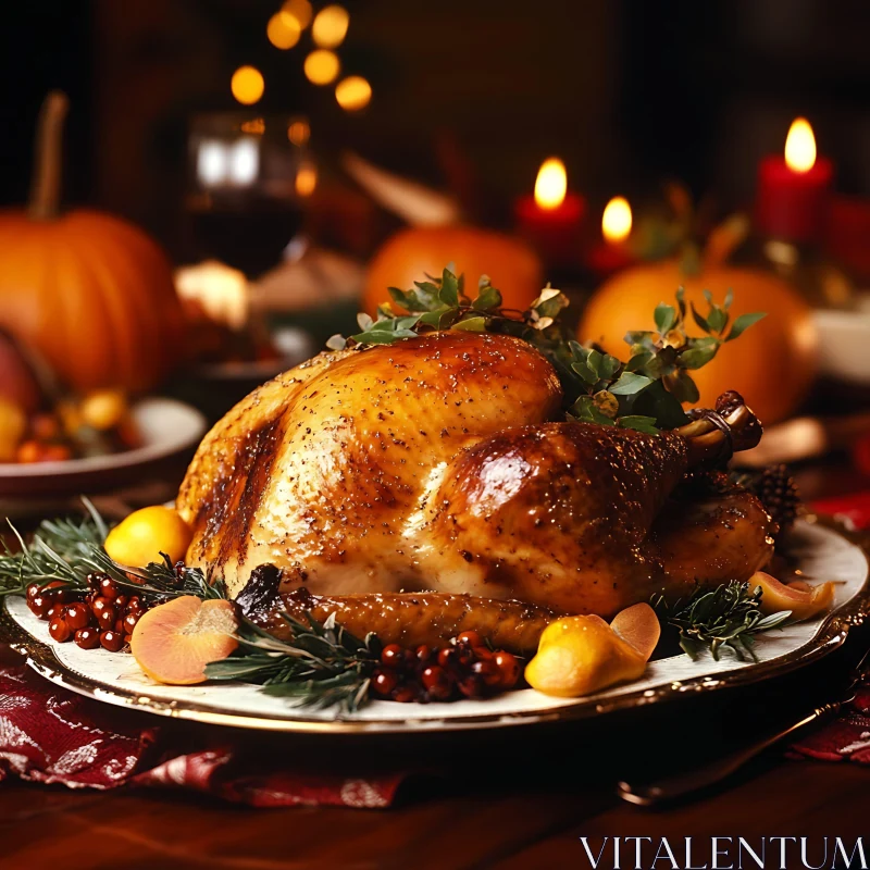 Holiday Turkey Dinner Still Life AI Image