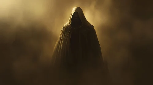 Mysterious Figure in Shadowy Robe