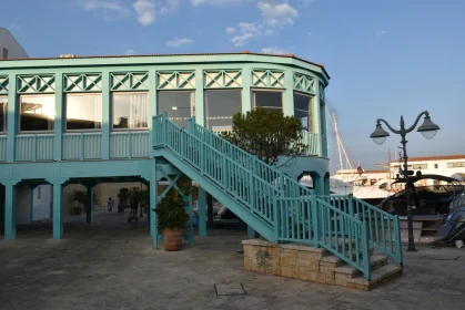 Harbor Side Building with Turquoise Facade