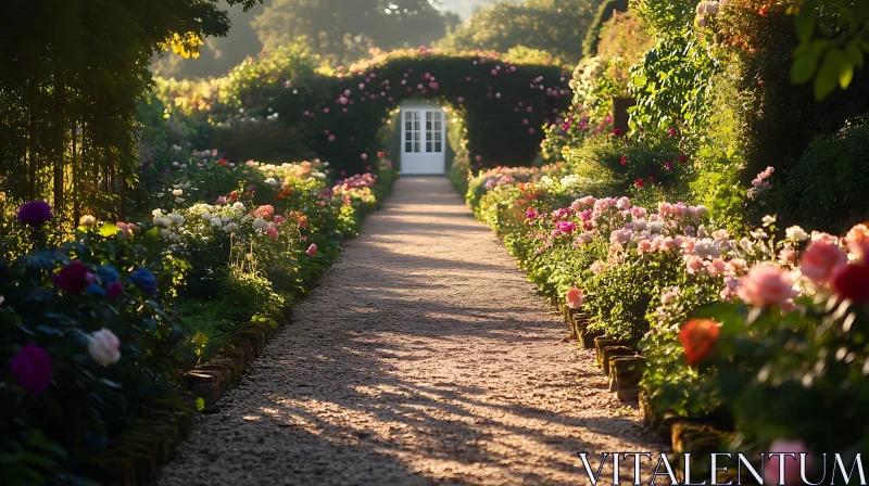 Floral Archway Garden Path AI Image