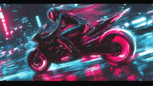Futuristic Motorcycle Ride in Cyberpunk City