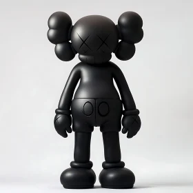 Black Matte Toy Sculpture on White