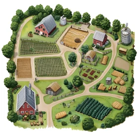Aerial Farm Illustration