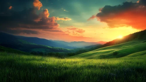 Green Hills at Sunset