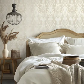 Cozy Bedroom with Soft Lighting and White Linens