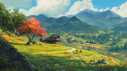 Idyllic Mountain Village View