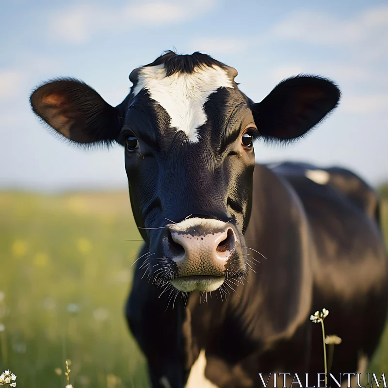 Cow Grazing in a Lush Green Meadow AI Image