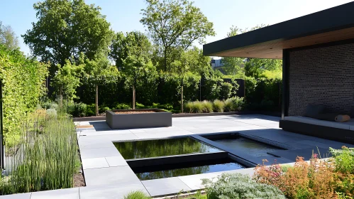 Contemporary Garden with Water Feature