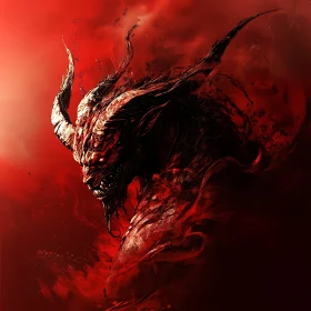 Infernal Majesty: A Demon's Portrait in Red