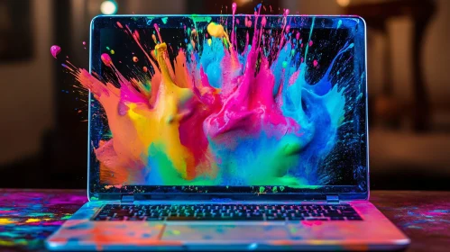 Abstract Paint on Laptop Display