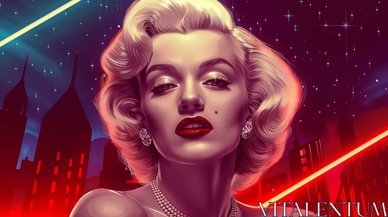 AI ART Marilyn Monroe in Neon Cityscape