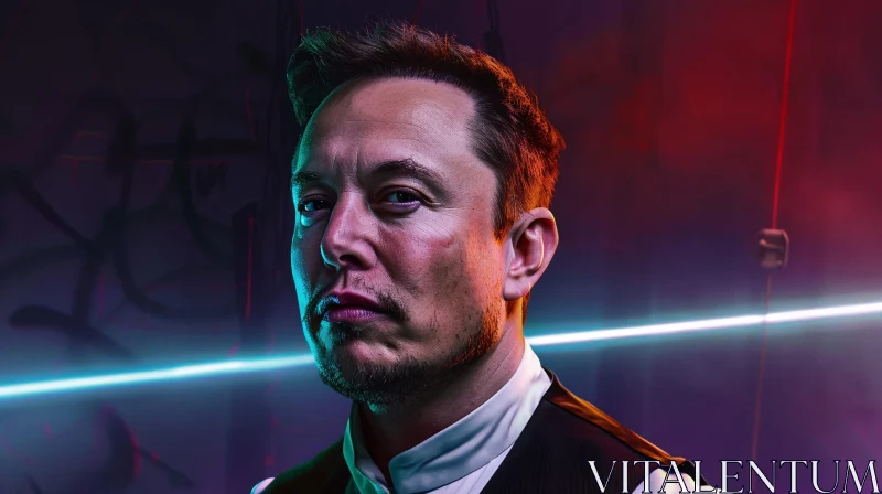 AI ART Futuristic Neon Portrait of Elon Musk