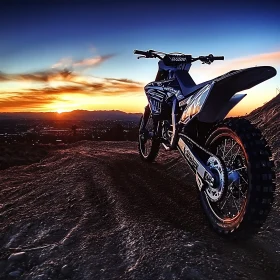 Sunset Ride: Motorcycle on a Hill
