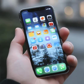 Mobile Phone Displaying App Icons