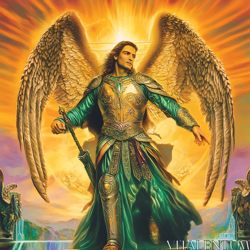 Guardian Angel with Sword and Wings AI Image