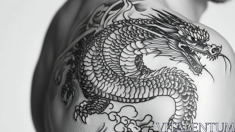 Detailed Dragon Tattoo on Shoulder AI Image