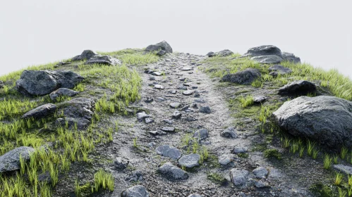 Rocky Trail with Fresh Green Grass