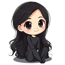 Cute Anime Girl in Black Outfit