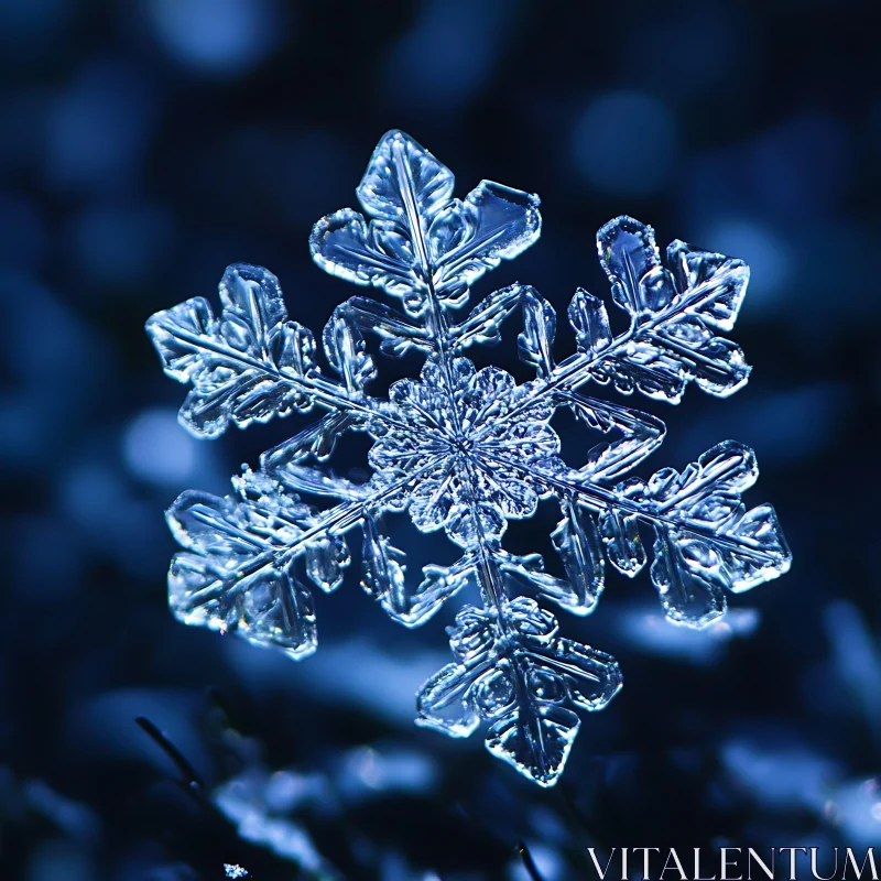 Close-up of a Beautifully Detailed Snowflake AI Image