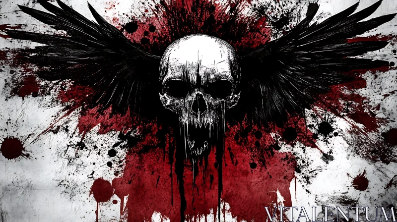 Winged Skull Dark Art AI Image