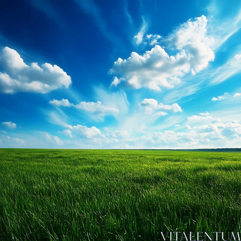 AI ART Lush Field and Cloudy Sky