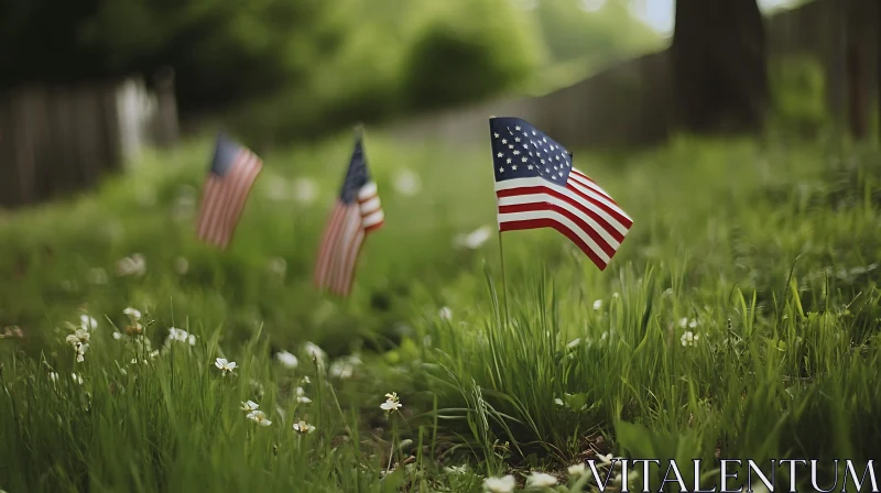 Stars and Stripes in Green Field AI Image