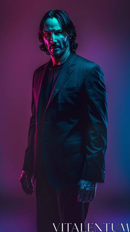 Serious Portrait of Keanu Reeves AI Image