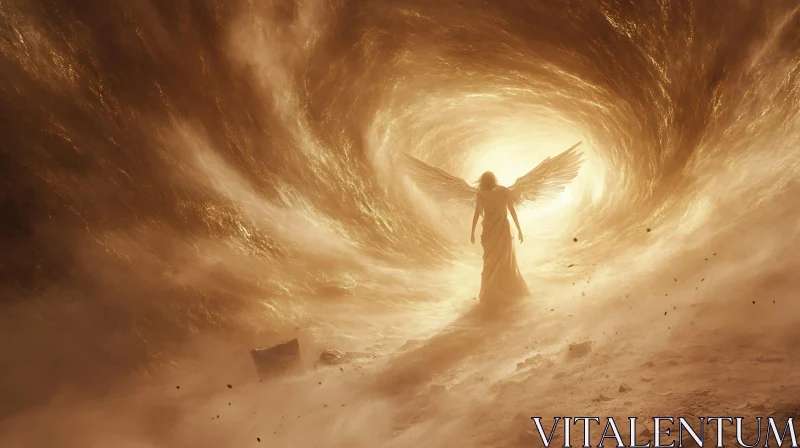 AI ART Winged Figure in Ethereal Light Storm