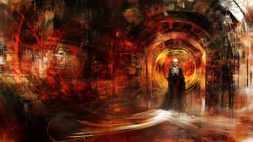 Abstract Tunnel with Skeleton Figure