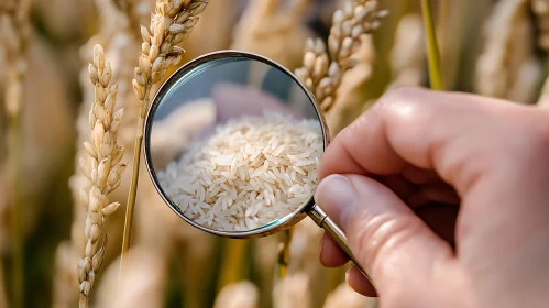 Magnified View of Rice Grains in Field