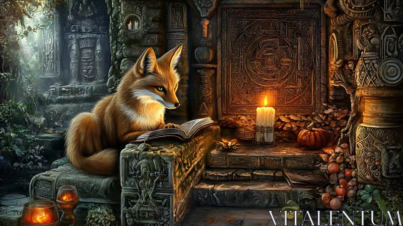 AI ART Enlightened Fox in an Old World