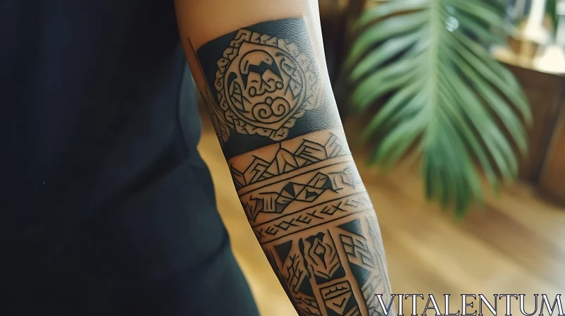 Geometric Tribal Arm Tattoo Art AI Image