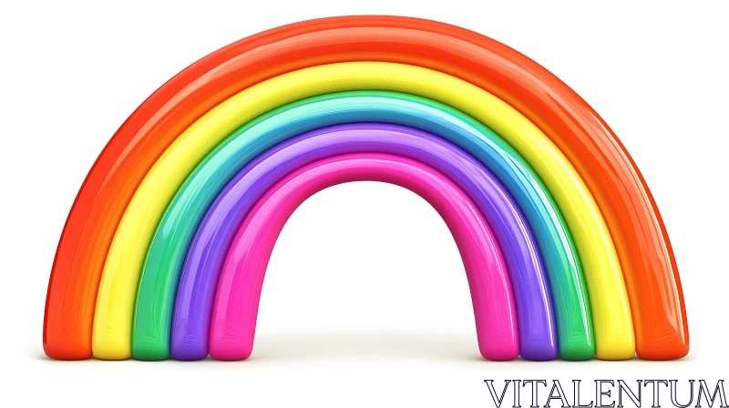 Colorful Rainbow Arch on White Background AI Image