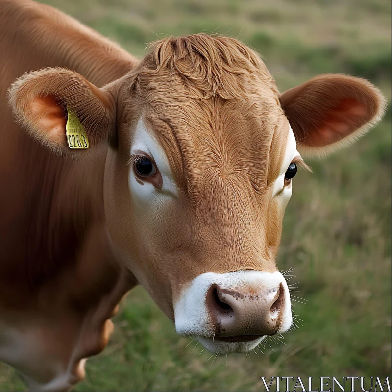 Close-Up of a Brown Dairy Cow AI Image