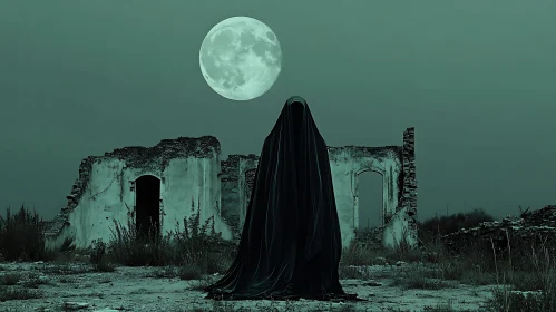 Mysterious Spectre by Ruined Building