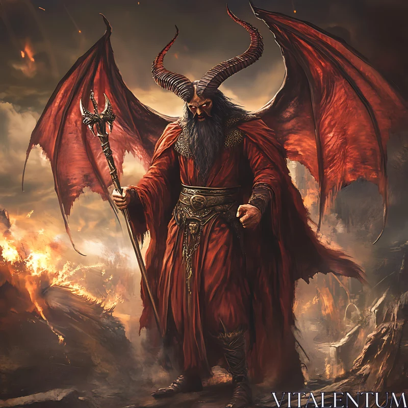 AI ART The Red Winged Demon of Fire