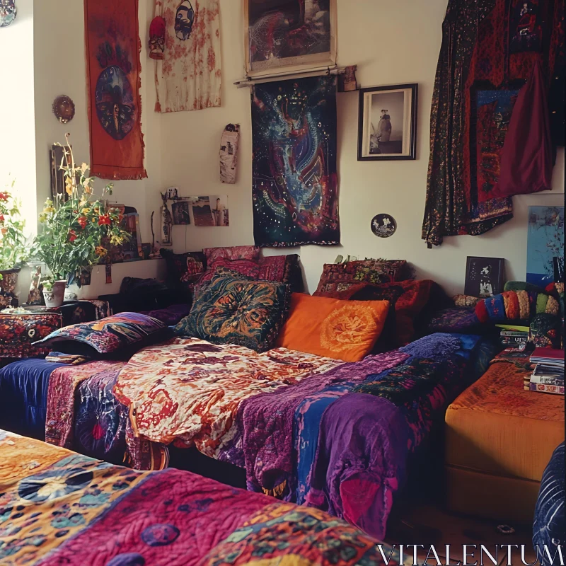 Eclectic Colorful Bohemian Interior AI Image