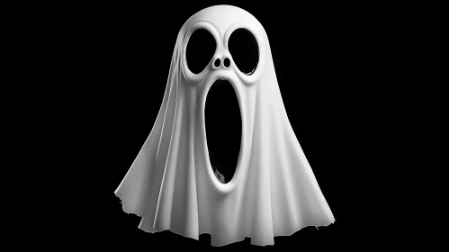 Spooky Ghost Mask Isolated on Black