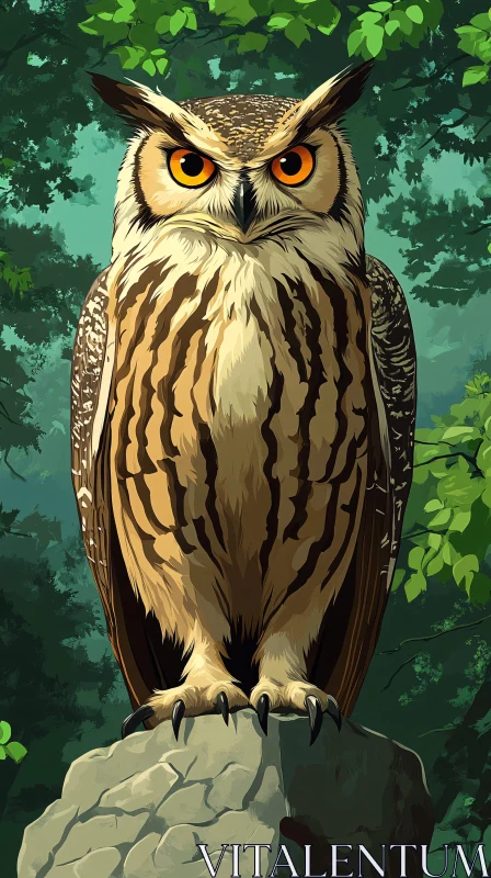 AI ART Owl Perching in Nature