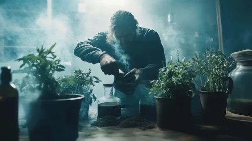Gardener Planting Seedlings Indoors