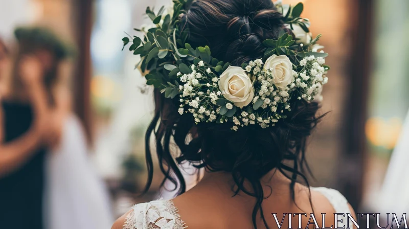 Elegant Bride with Floral Headpiece - Wedding Photography AI Image