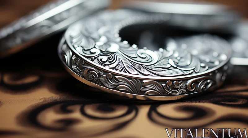 Exquisite Silver Jewelry Showcasing Engraving and Rococo Art AI Image