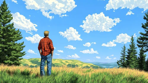 Man Overlooking Landscape