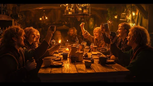 Hobbits Celebrating Together