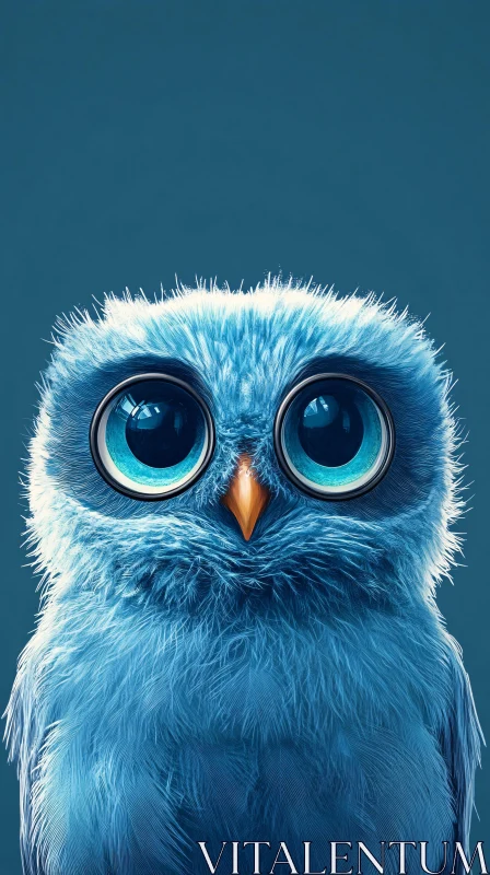 Charming Blue Owl Portrait AI Image