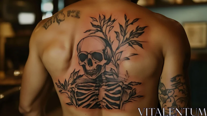 Skull and Skeleton Tattoo Design on Back AI Image