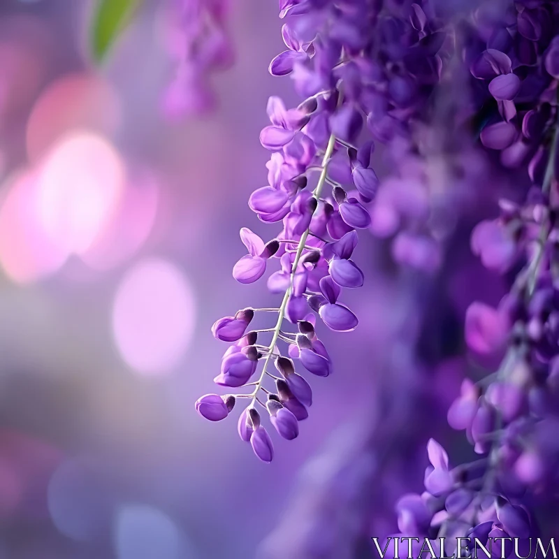 Cascading Purple Blooms in Soft Focus AI Image