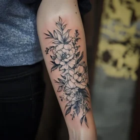 Intricate Botanical Forearm Tattoo